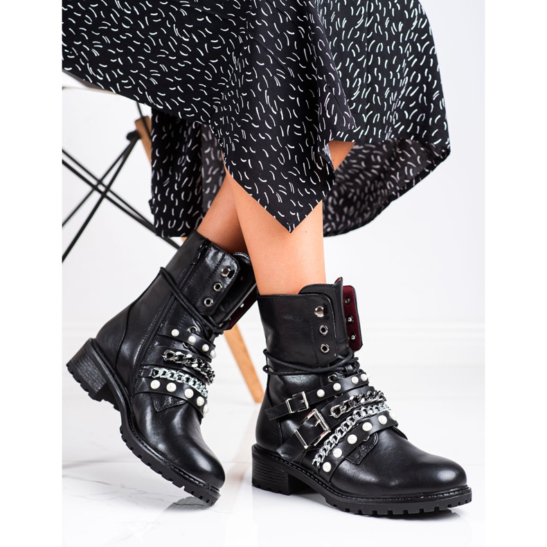 Erynn Rockowe Workery Z Dżetami czarne 1