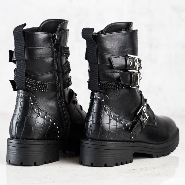 Erynn Czarne Workery Z Ozdobnymi Sprzączkami 1