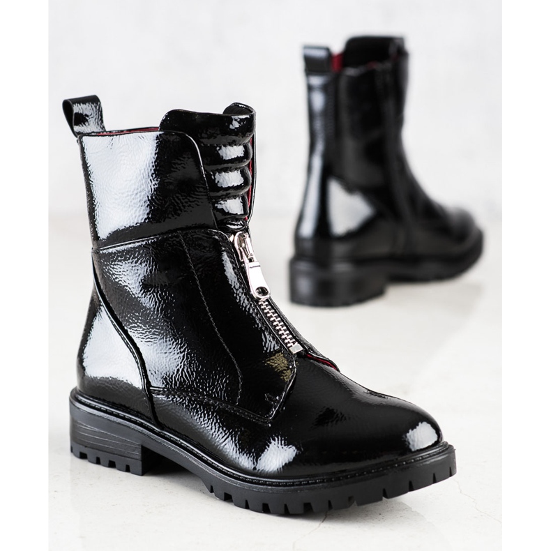 Erynn Lakierowane Workery Na Suwak czarne 2