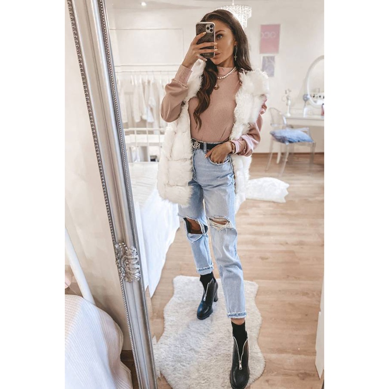 Czarne botki na słupku z suwakiem Rocko 2