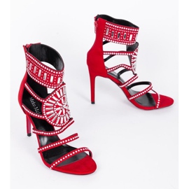 * producent niezdefiniowany Czerwone sandały na szpilce Tisha białe 2