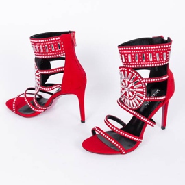 * producent niezdefiniowany Czerwone sandały na szpilce Tisha białe 3