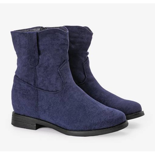 Granatowe botki na krytym koturnie Buenna niebieskie 2