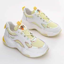 Białe sneakersy na grubej podeszwie Big Fun żółte 1