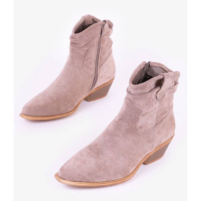 Szarobrązowe kowbojki na słupku Bowi Bowi szare 1