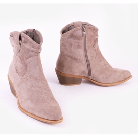 Szarobrązowe kowbojki na słupku Bowi Bowi szare 2