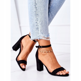 PS1 Zamszowe Sandały Na Słupku Czarne Florence 4