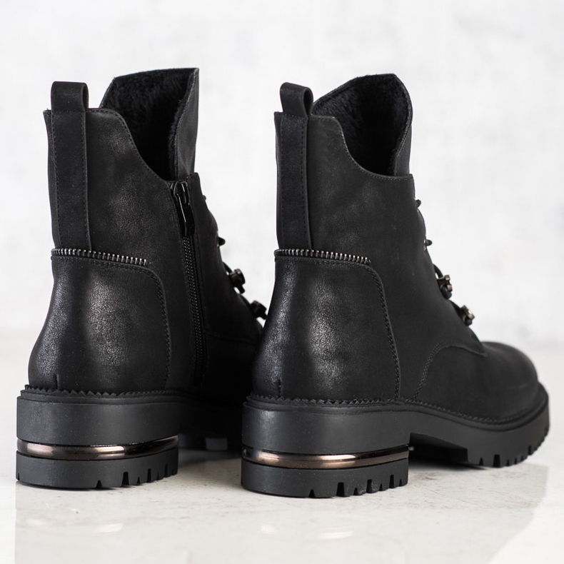 Modne Sznurowane Workery Sergio Leone czarne 1