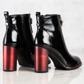 S. BARSKI Stylowe Lakierowane Botki S.BARSKI czarne 1