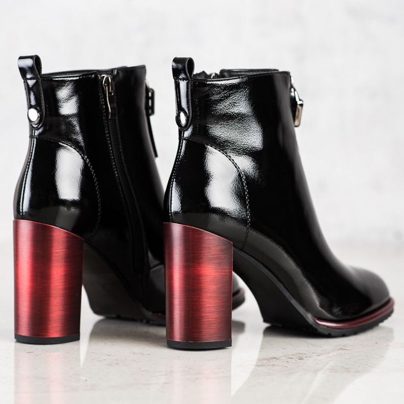 S. BARSKI Stylowe Lakierowane Botki S.BARSKI czarne 1