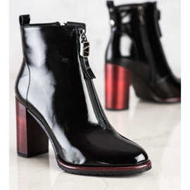 S. BARSKI Stylowe Lakierowane Botki S.BARSKI czarne 2