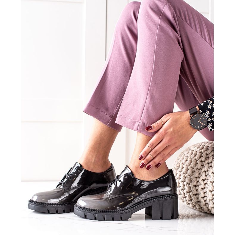 S. BARSKI Lakierowane Półbuty S.BARSKI czarne szare 1