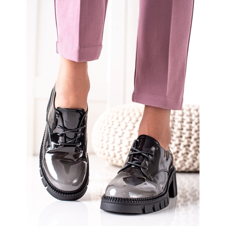 S. BARSKI Lakierowane Półbuty S.BARSKI czarne szare 2