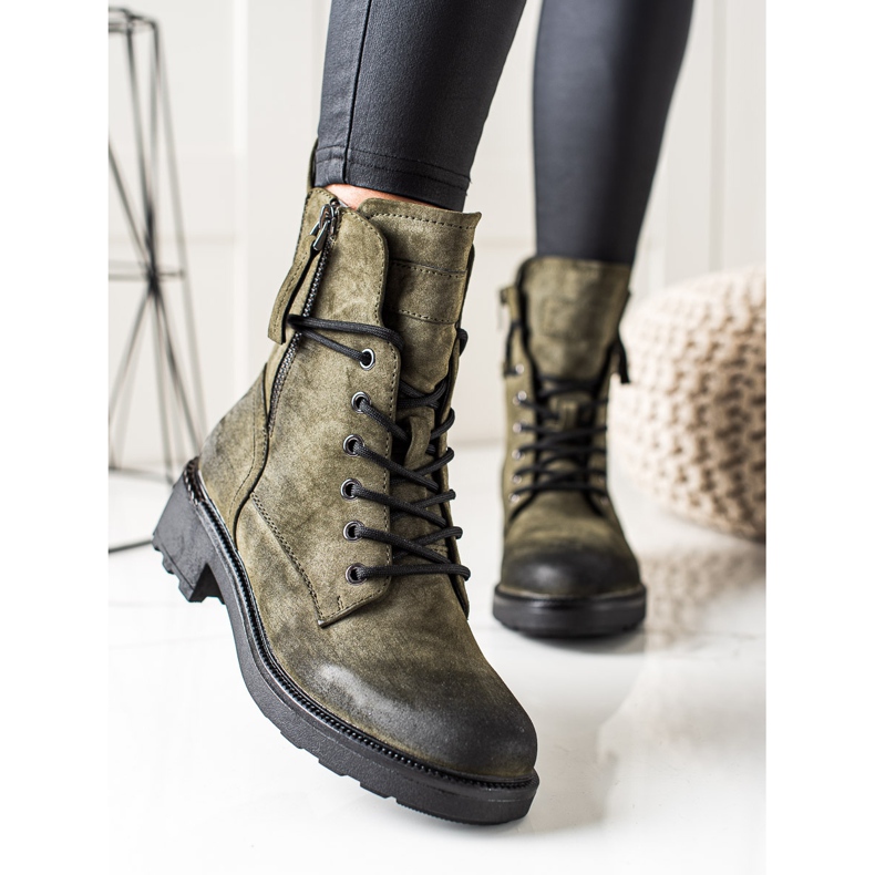 Evento Klasyczne Workery Z Ozdobnym Suwakiem zielone 2