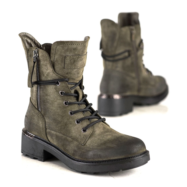 Evento Klasyczne Workery Z Ozdobnym Suwakiem zielone 1