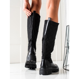 Seastar Pikowane Kozaki Na Platformie czarne 1