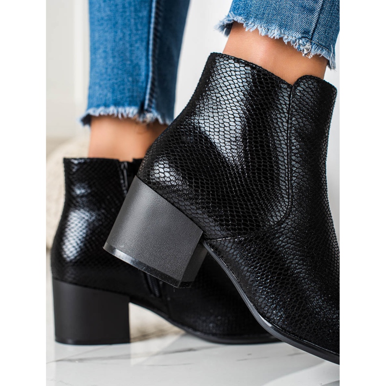 Połyskujące Botki Snake Print Sergio Leone czarne 1