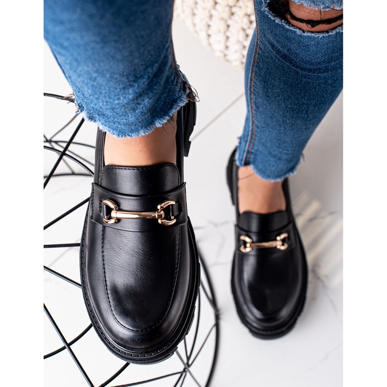 Diamantique Mokasyny Z Eko Skóry czarne 1