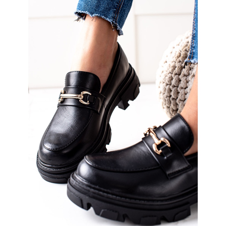 Diamantique Mokasyny Z Eko Skóry czarne 2