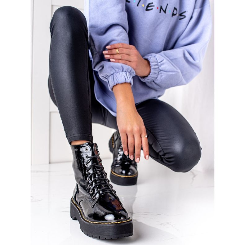 Goodin Lakierowane Botki Na Platformie czarne 1