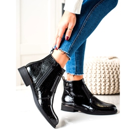 Botki Lakierowane Zwierzęcy wzór Sergio Leone BT400 Czarne 3