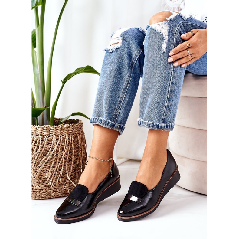 Lakierowane Półbuty Na Koturnie POTOCKI 12032 Czarne 3