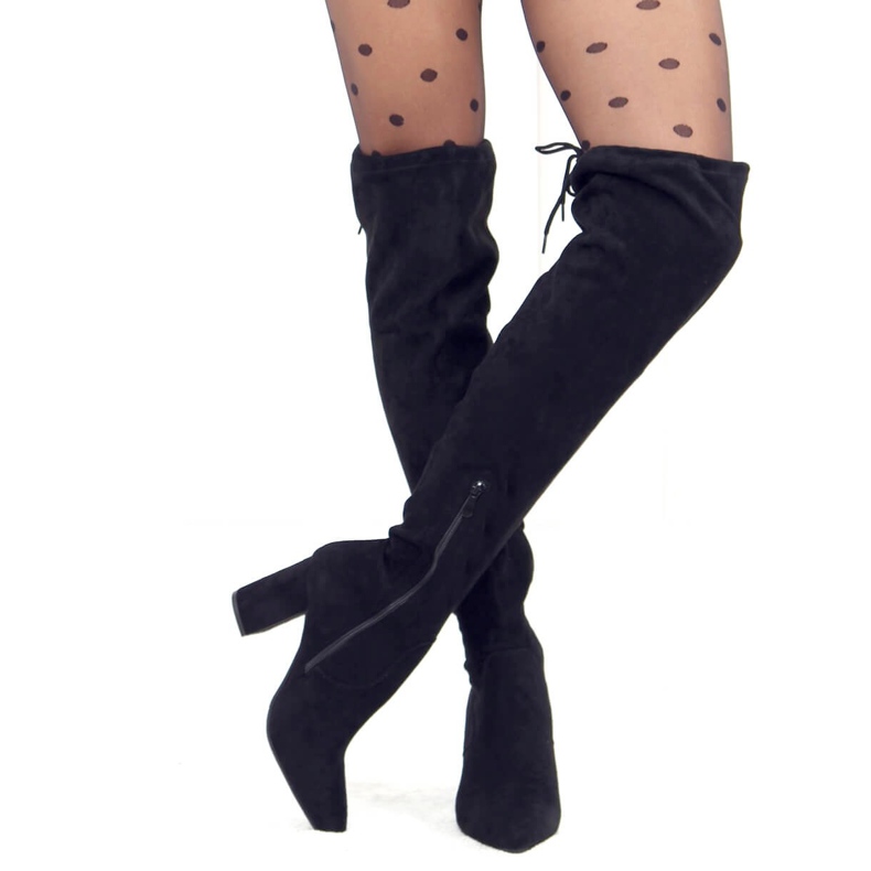 Muszkieterki na obcasie czarne HB-33 Black 1