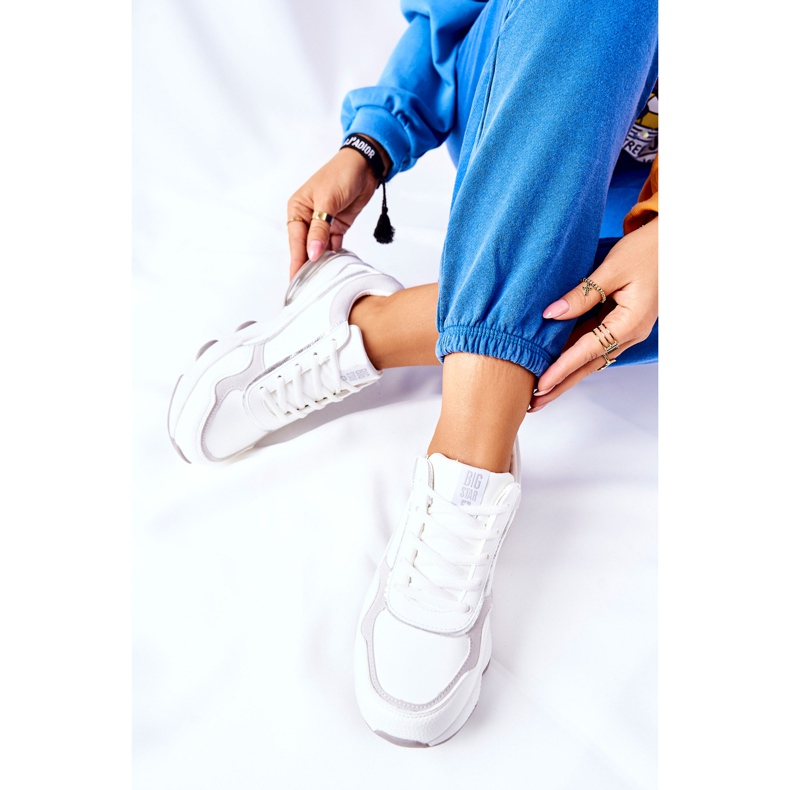 Sportowe Buty Damskie Memory Foam Big Star II274178 Białe srebrny 2