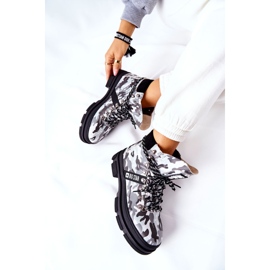 Skórzane Trapery Botki Big Star II274368 Moro Czarne białe 1