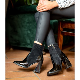 S. BARSKI Botki Na Trapezowym Obcasie S.BARSKI czarne 1