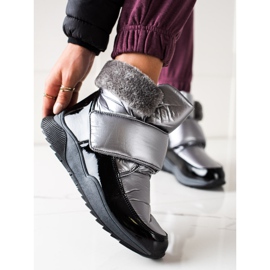 S. BARSKI Śniegowce Z Futerkiem S.BARSKI czarne srebrny 1