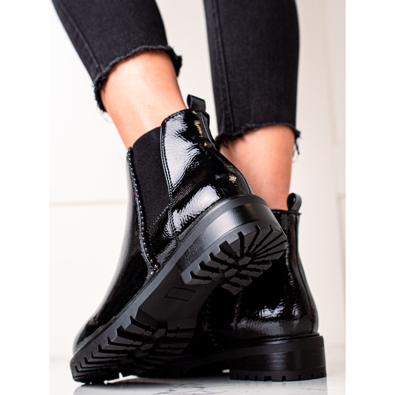 Erynn Lakierowane Czarne Sztyblety 1