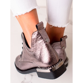 W. Potocki Modne Botki Z Wycięciem Potocki różowe 2