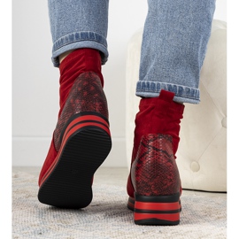 Czerwone sneakersy z wstawką skóry węża Garibay 1