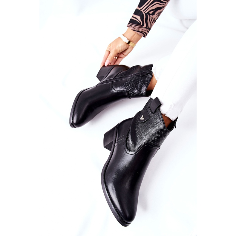 S.Barski Damskie Ocieplane Botki Czarne Palile 1