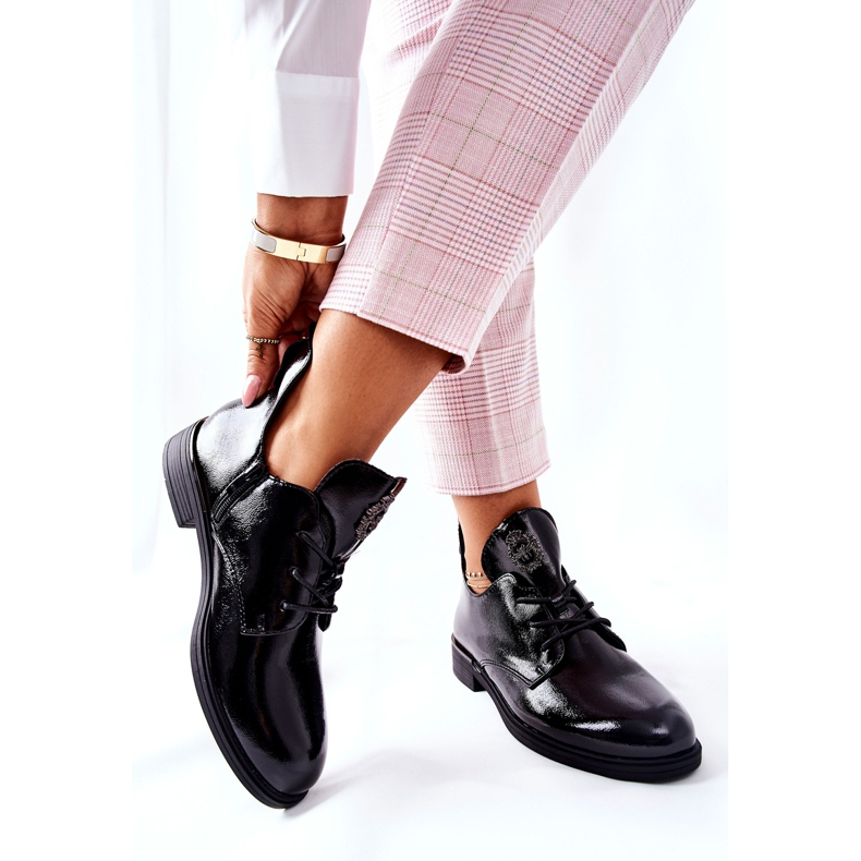 Lakierowane Półbuty Sergio Leone Ocieplane PB262 Czarne 2