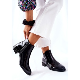 Płaskie Botki Ocieplane Lakierowane Sergio Leone BT540 Czarne 2