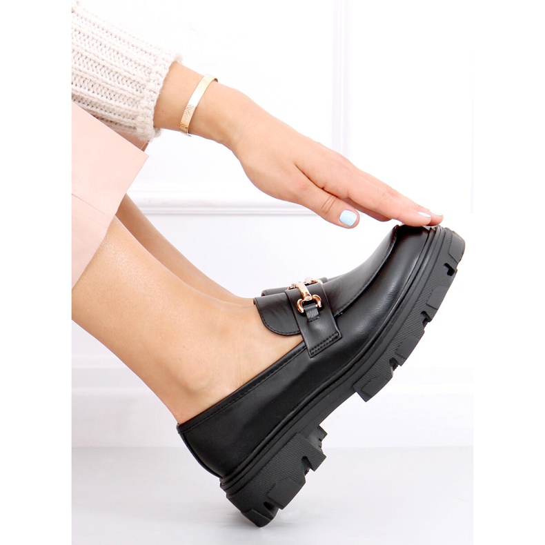 Mokasyny na grubej podeszwie czarne YY11 Black 2