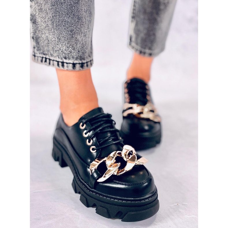 Półbuty damskie z łańcuchem Tony Black czarne 2