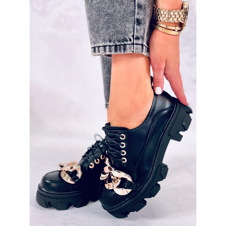 Półbuty damskie z łańcuchem Tony Black czarne 1