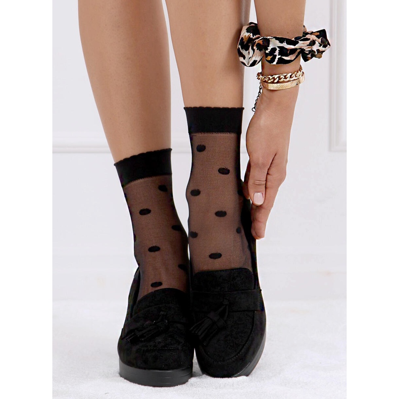 Czółenka na słupku i platformie czarne 8B817 Black 1