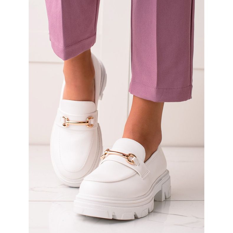 Diamantique Mokasyny Z Eko Skóry białe 1
