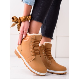 TRENDI Camelowe Traperki Z Ociepleniem brązowe 1