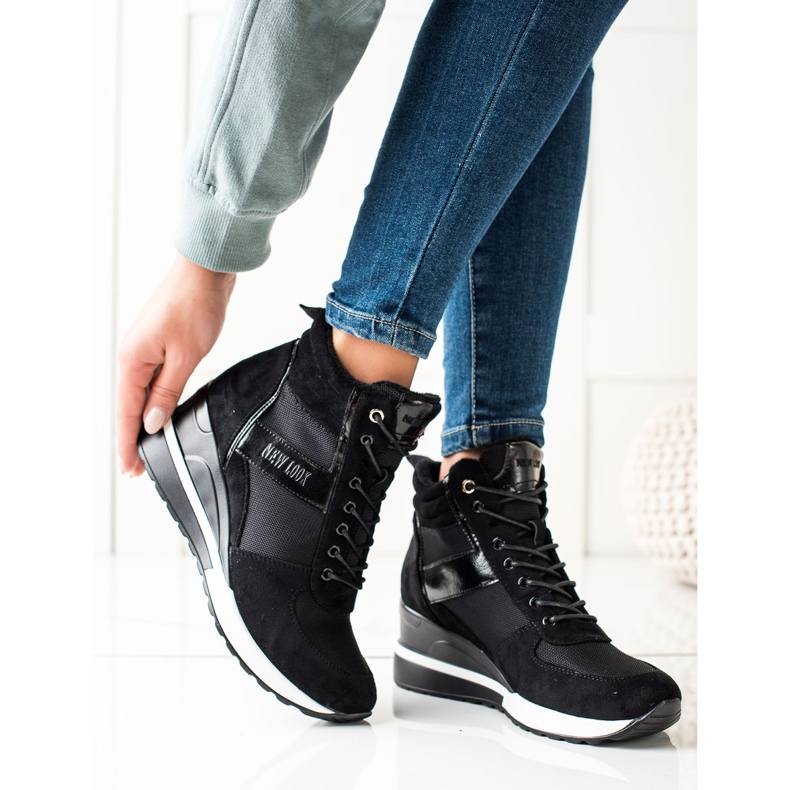 W. Potocki Sneakersy Na Koturnie Potocki czarne 1