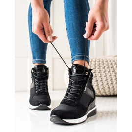 W. Potocki Sneakersy Na Koturnie Potocki czarne 2