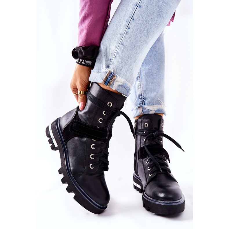 Skórzane Botki Workery Maciejka Czarne 05219-01 1