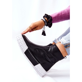 Maciejka Skórzane Botki Na Platformie Czarne 05216-01 2