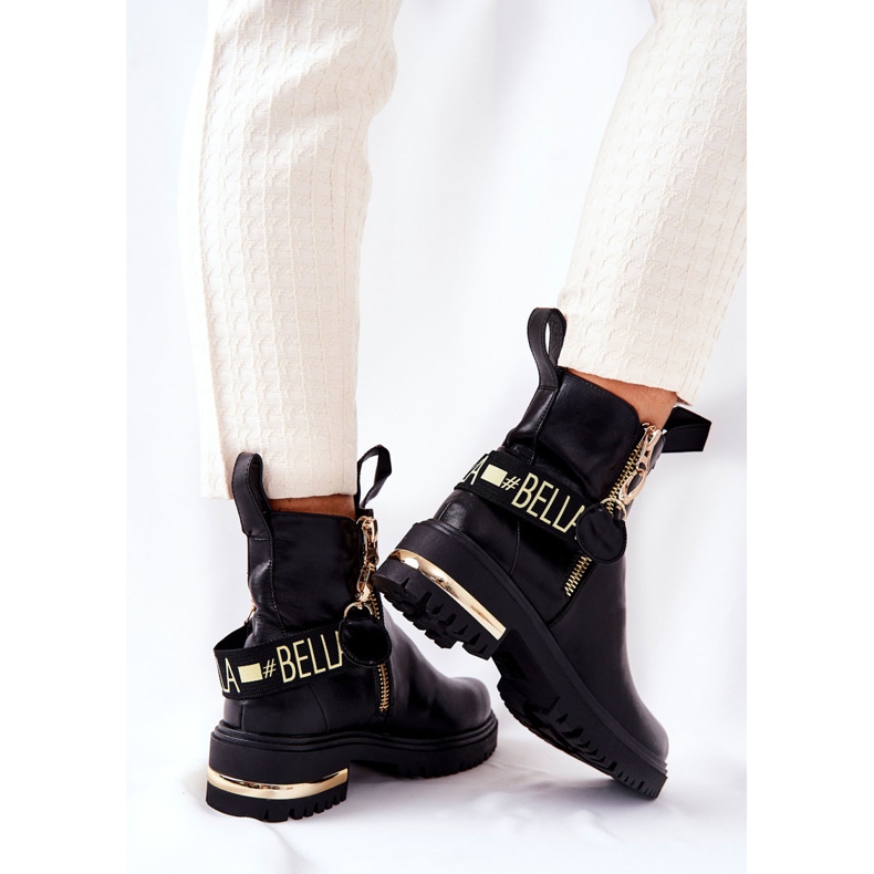 PM1 Klasyczne Botki Z Paskiem Czarne Lorie 2