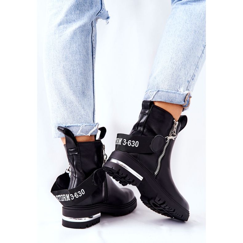 PS1 Skórzane Ocieplane Botki Z Suwakiem Czarne Cortona 2