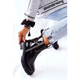 PS1 Skórzane Lakierowane Ocieplane Botki Z Suwakiem Czarne Cortona 1